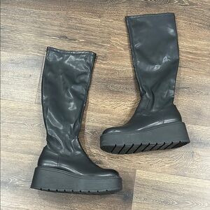 Steve Madden Black Platform Knee-High Boots